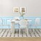 Costway Metal Dining Chair Set of 4 Armless Kitchen Hollowed Backrest & Metal Legs Blue/White